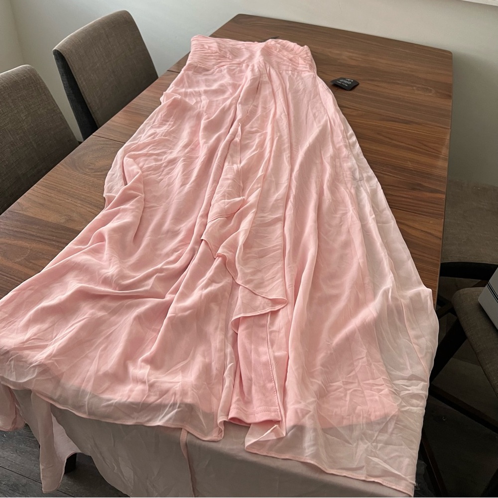 LULUS Women's Splendid Aura Chiffon Pleated Strapless Maxi Dress Size XL In Pink - Picture 4 of 12